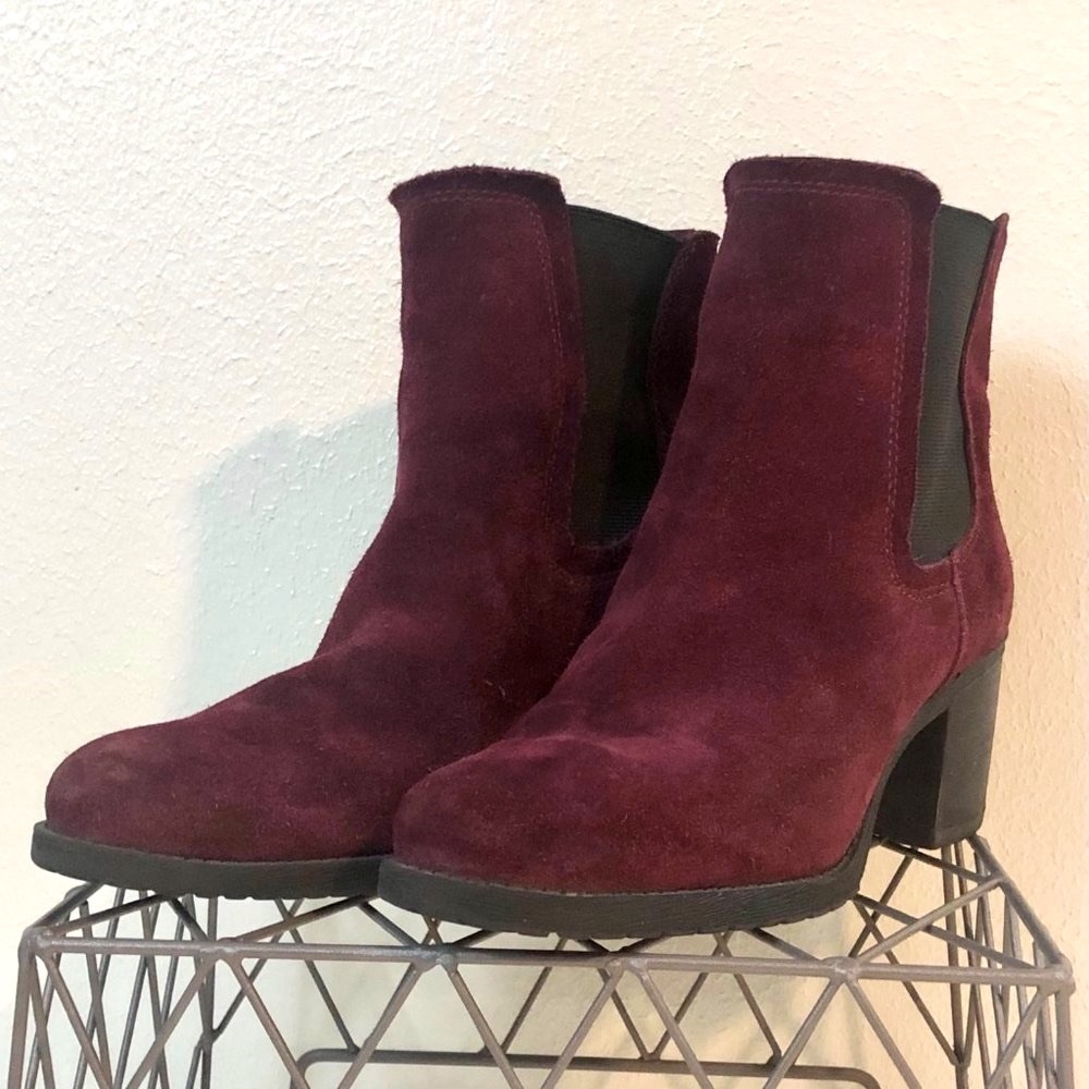 Sam Edelman Suede Booties - Burgundy, 8